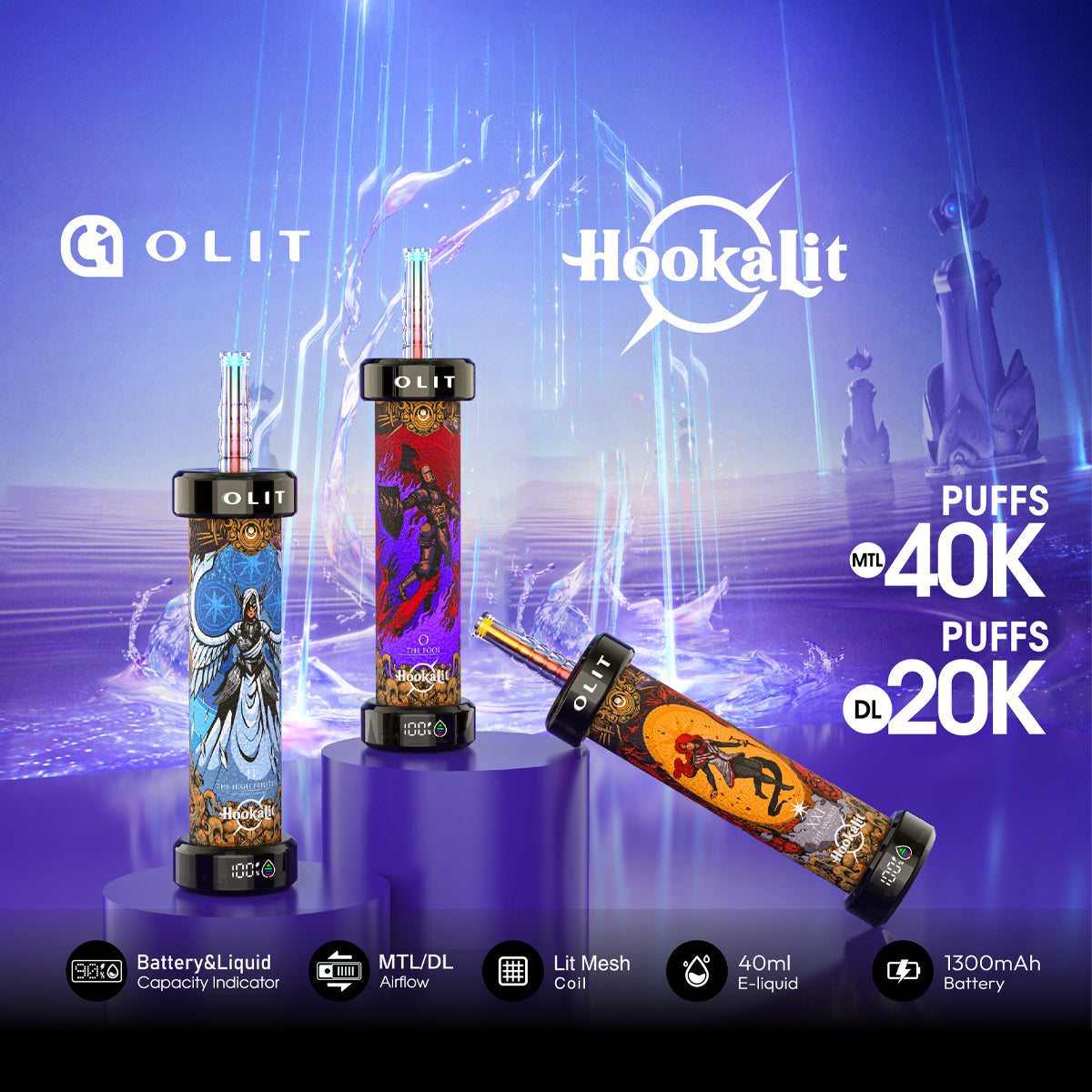 OLIT Hookalit 40K Disposable E-Hookah Device - 40000 Puffs